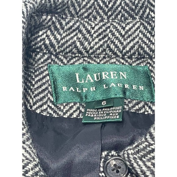 Lauren Ralph Lauren Full Zip Wool Jacket Padded Shoulder Size 6 Black - Picture 3 of 5